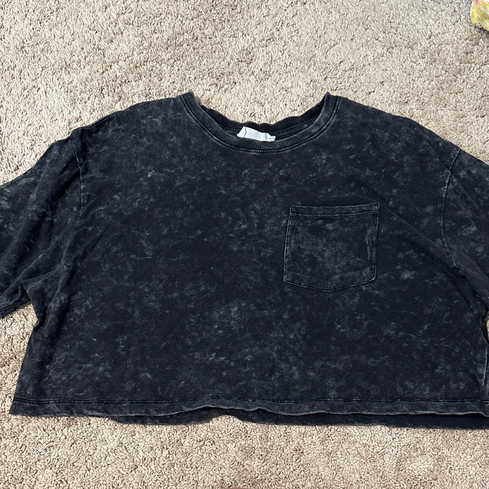 Double Zero Charcoal Cropped Tee